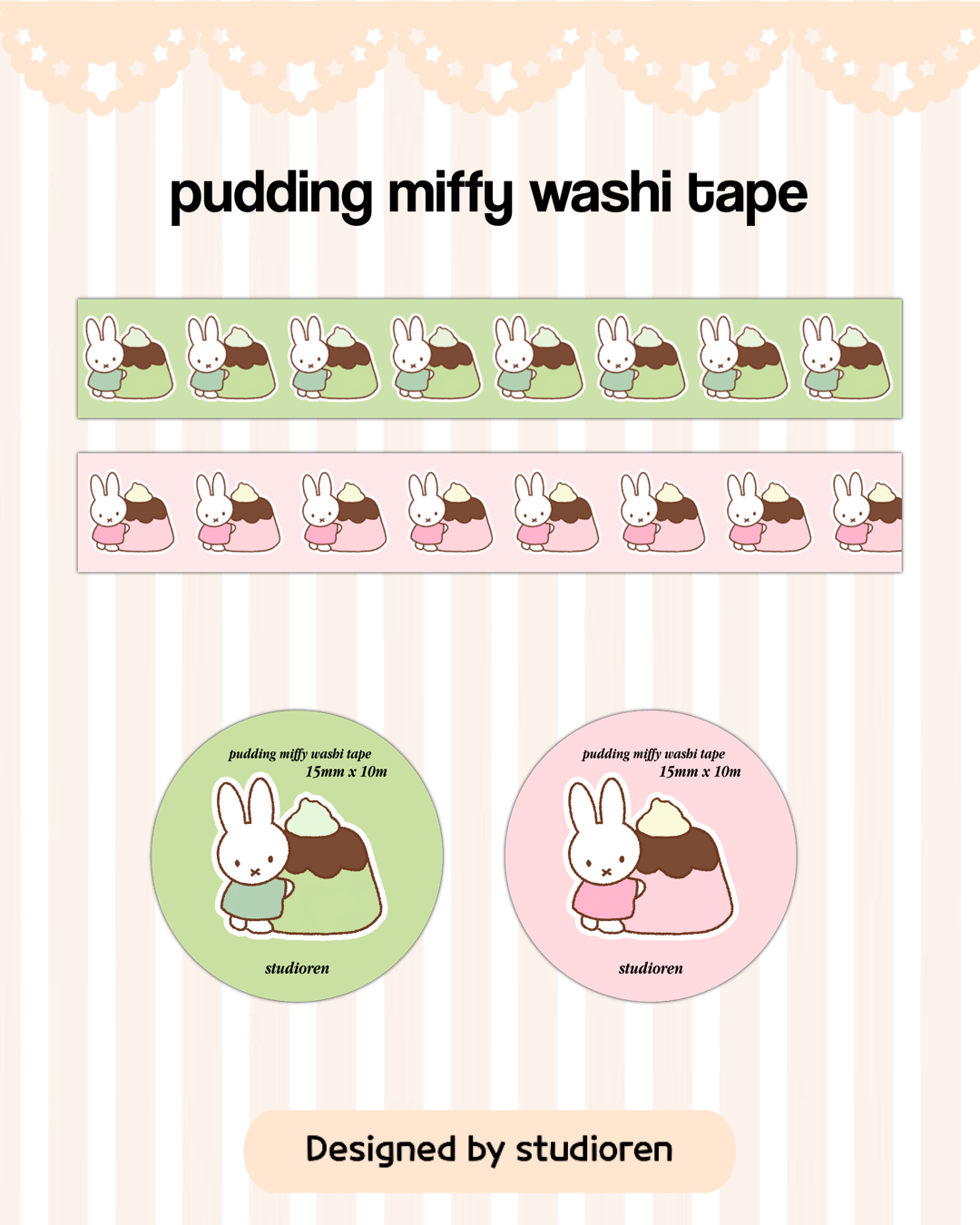 Miffy strawberry pudding washi tape