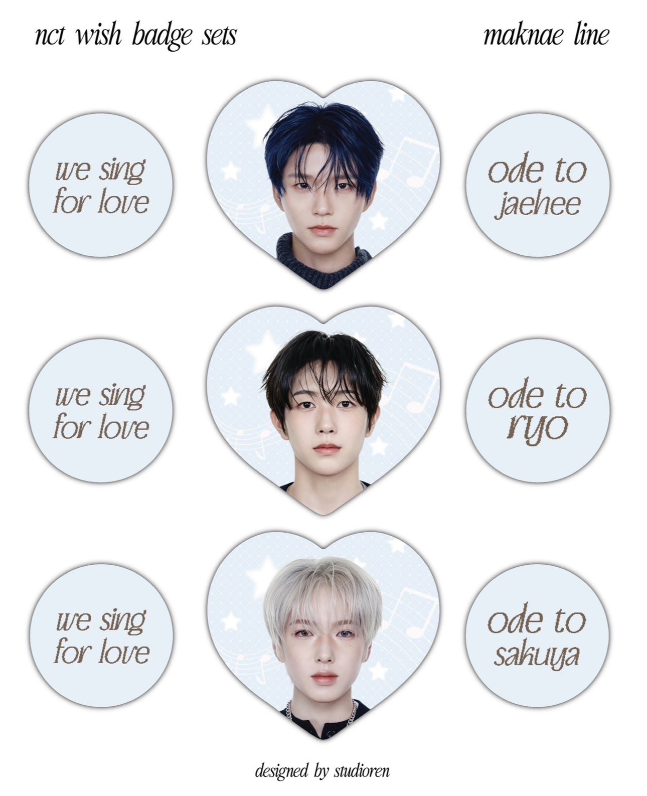 nct wish heart badge sets