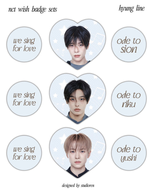 nct wish heart badge sets