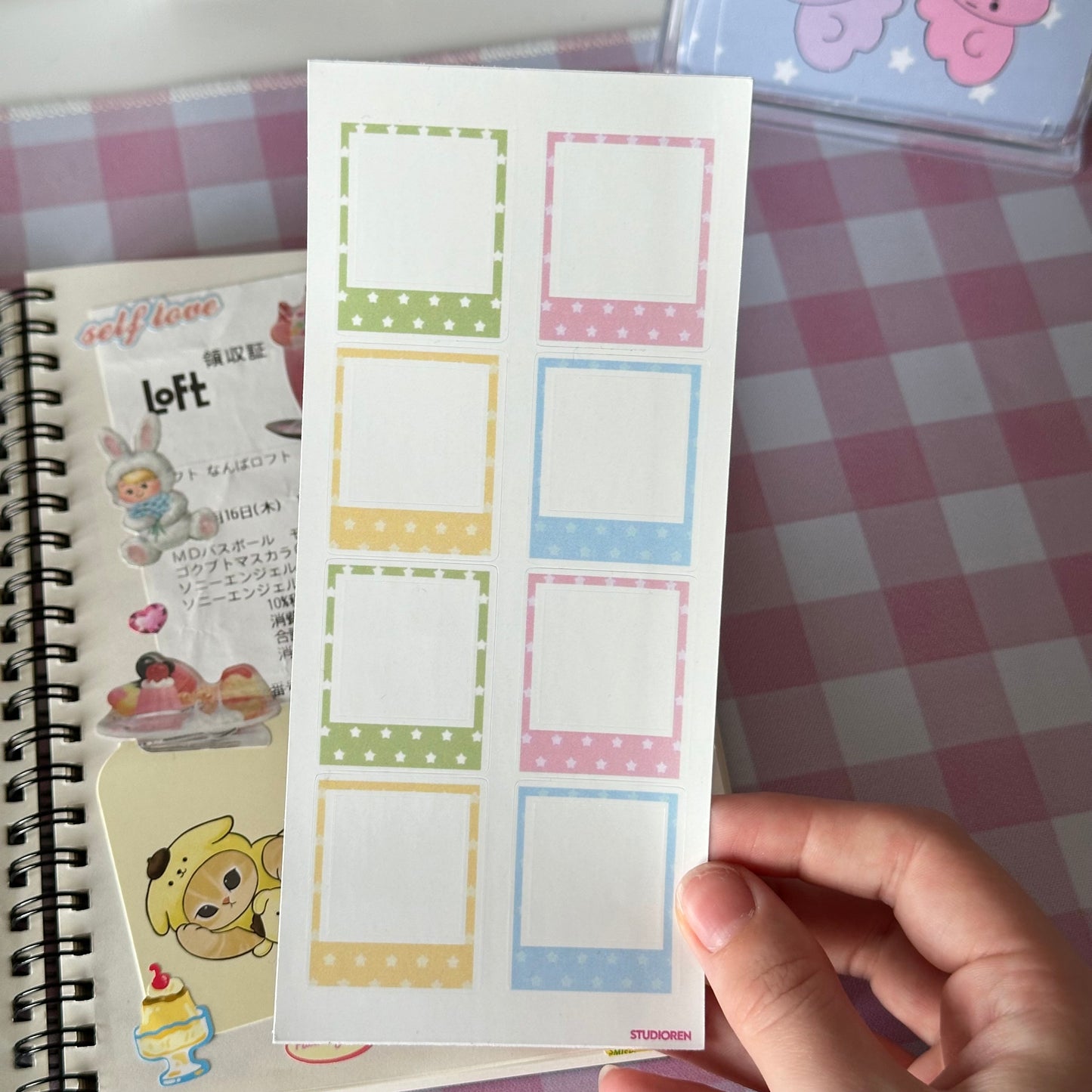 Mini photo frame sticker sheet