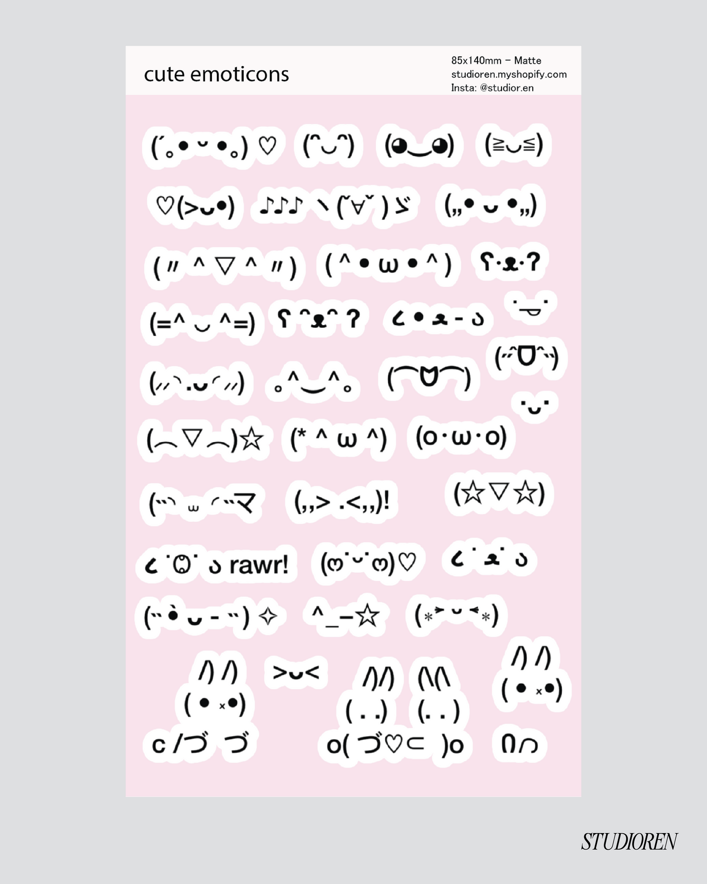 cute emoticons sticker sheet