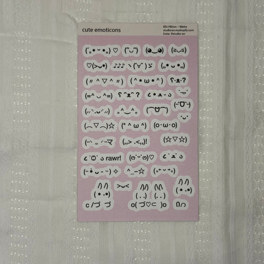cute emoticons sticker sheet