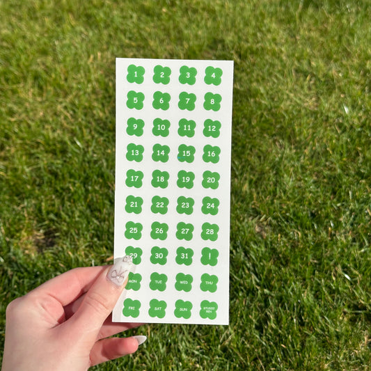 Clover numbers journal sticker sheet
