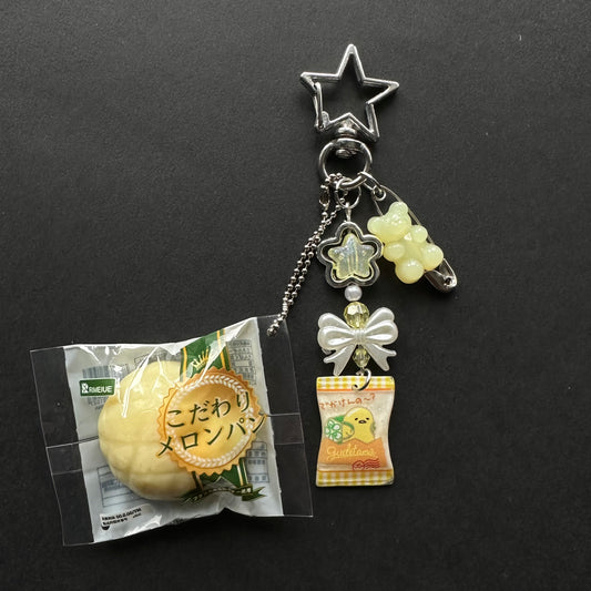 Japanese squishy melonpan trinket  keychain