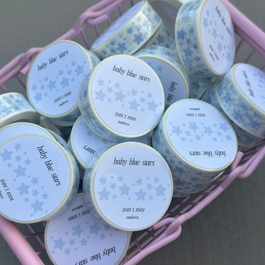 Baby blue polka stars washi tape