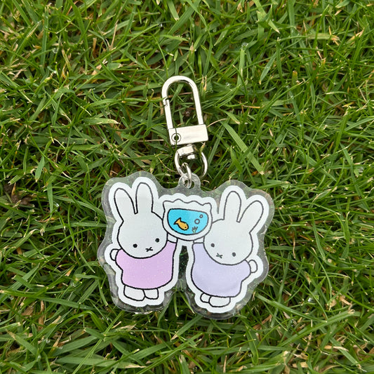 Fishbowl Miffy Glitter Epoxy Keychain