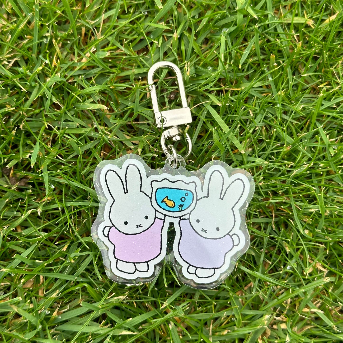 Fishbowl Miffy Glitter Epoxy Keychain