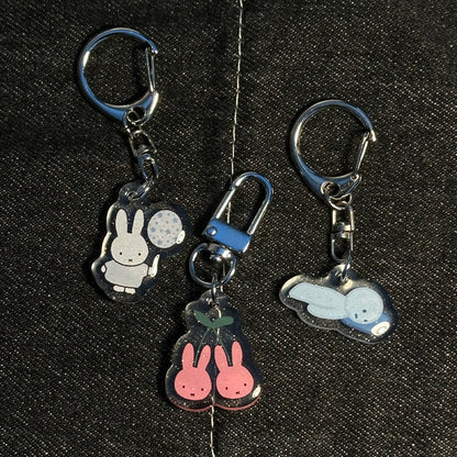 Smiski & miffy glittery phone charms / keychain