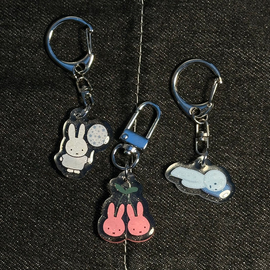 Smiski & miffy glittery phone charms / keychain