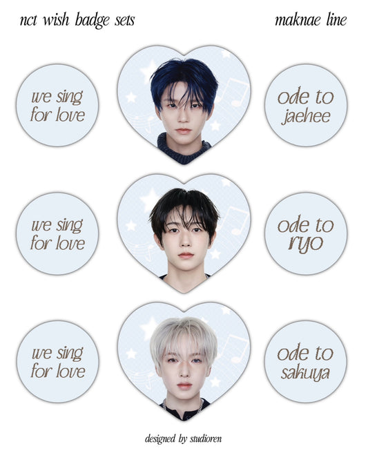 nct wish heart badge sets [PREORDER]