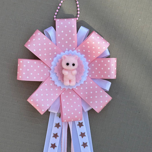 handmade pink kitten rosette