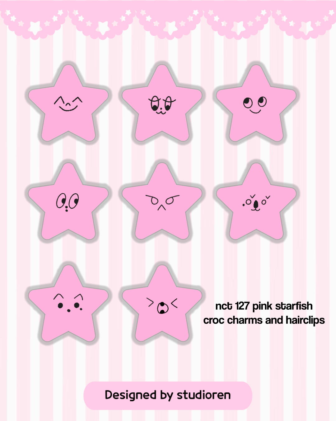 PREORDER nct 127 pink starfish hairclips