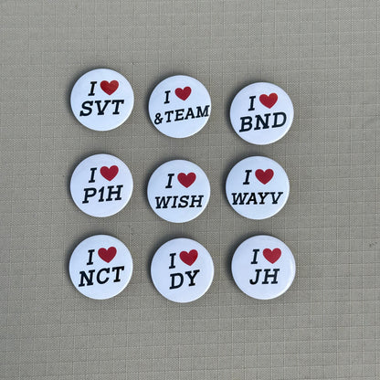 i heart ___ kpop mini badges