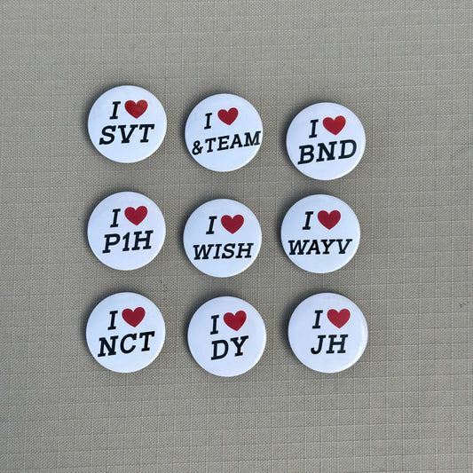 i heart ___ kpop mini badges