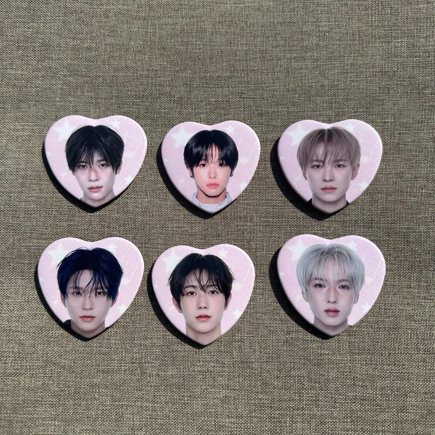 nct wish pink heart badges