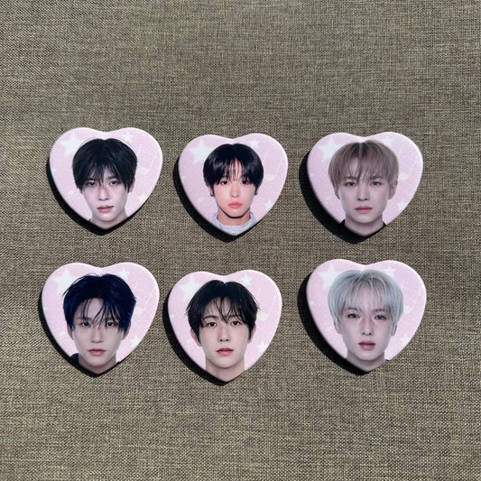 nct wish pink heart badges