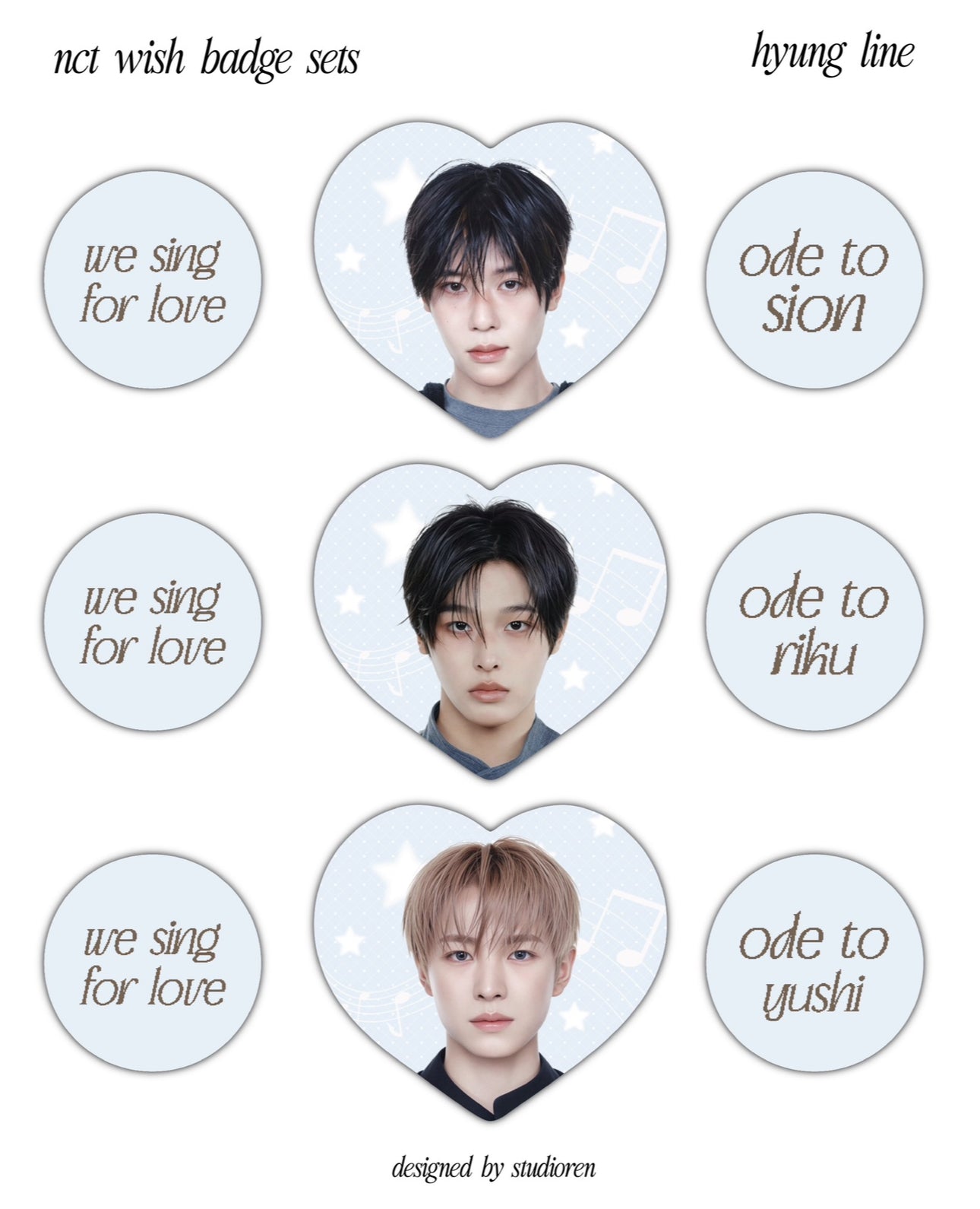nct wish heart badge sets [PREORDER]