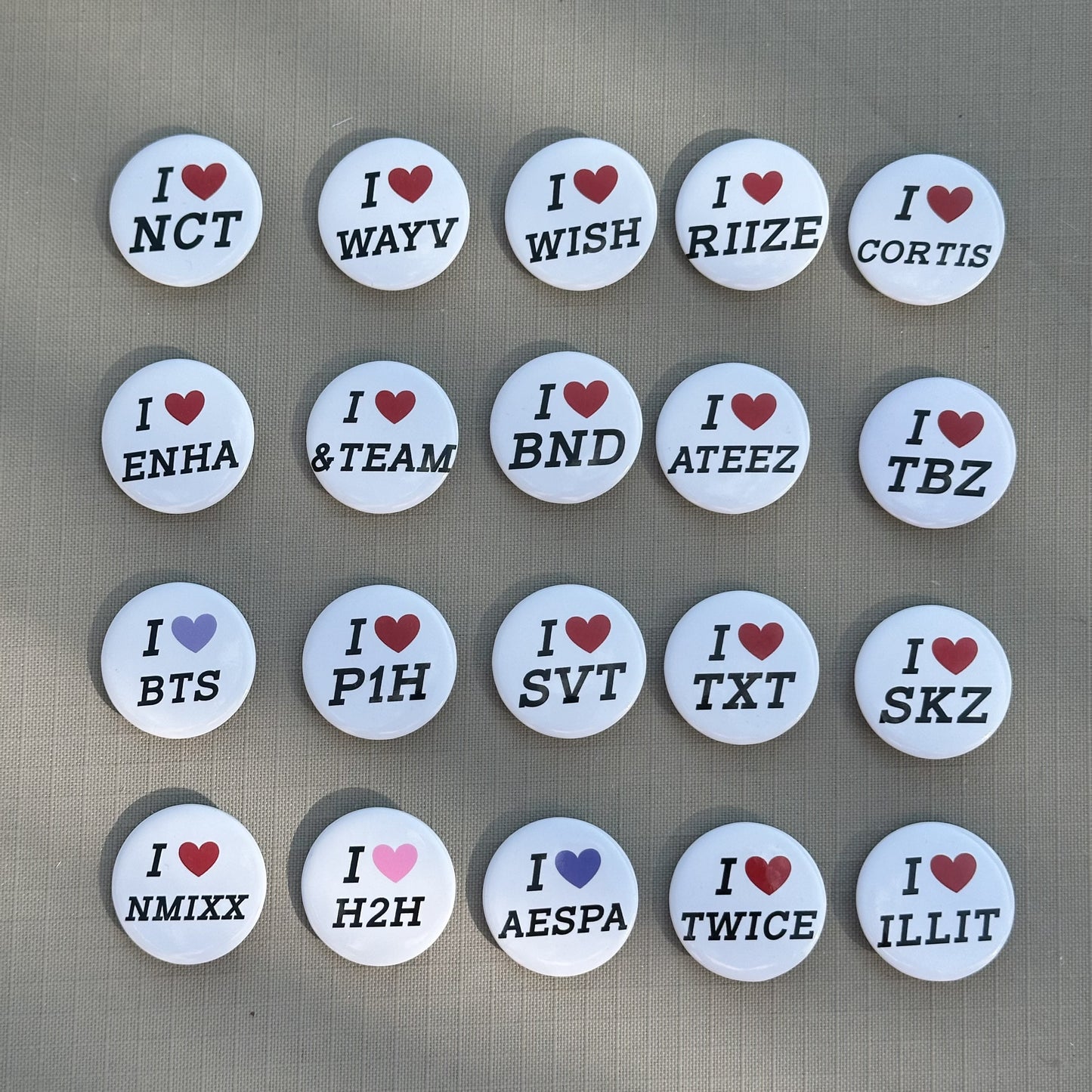 i heart ___ kpop mini badges