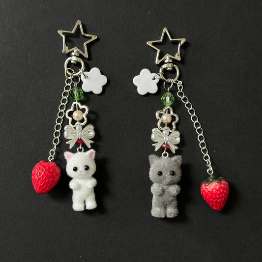 Strawberry cat  keychains