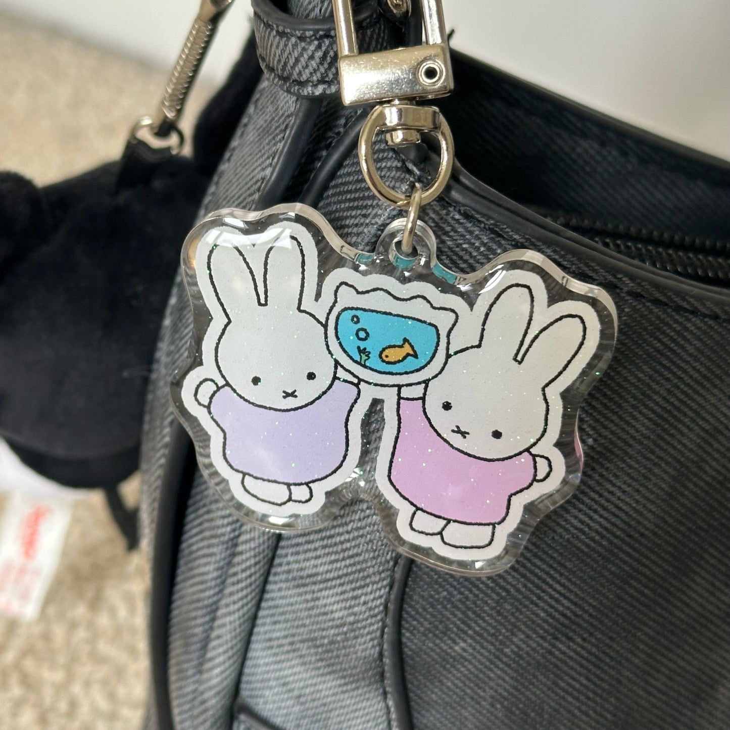 Fishbowl Miffy Glitter Epoxy Keychain