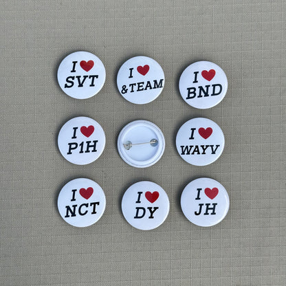 i heart ___ kpop mini badges