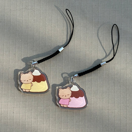 Pudding cat phone charms