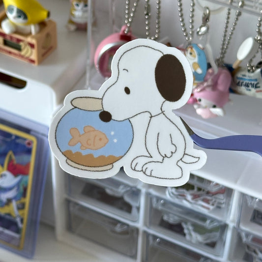 snoopy fishbowl sticker flake