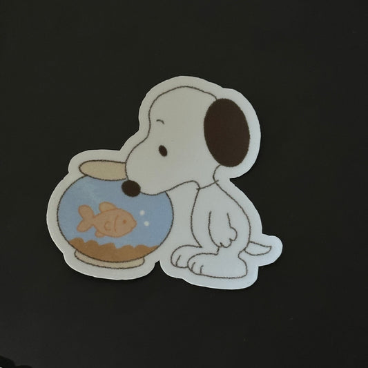 snoopy fishbowl sticker flake