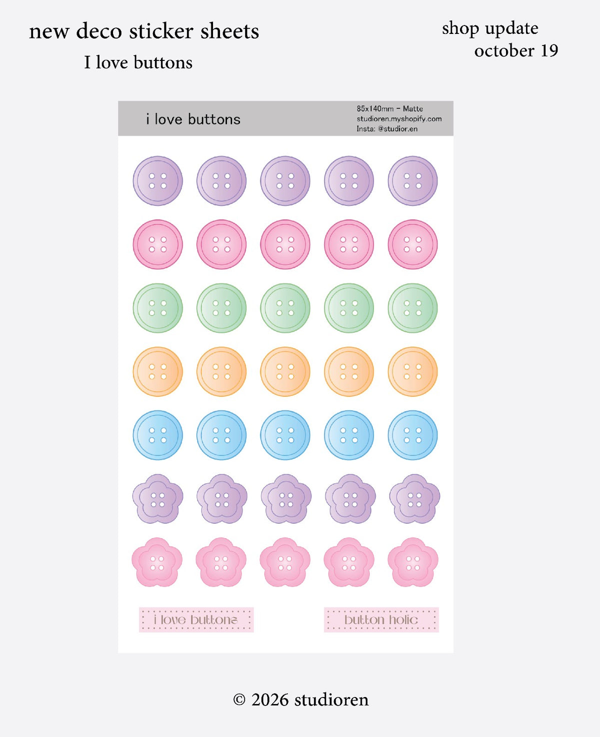 buttons sticker sheet [preorder]