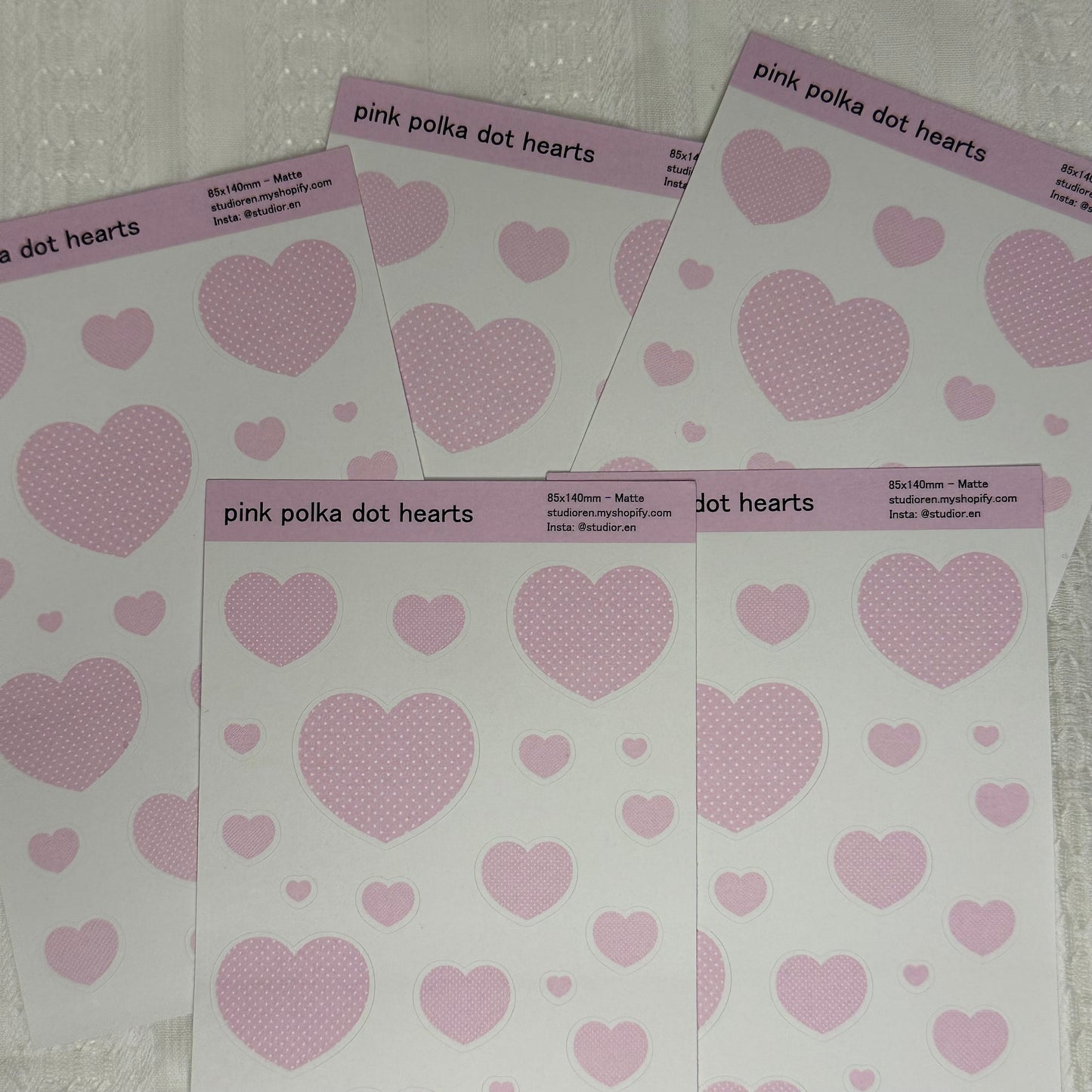 pink hearts sticker sheet