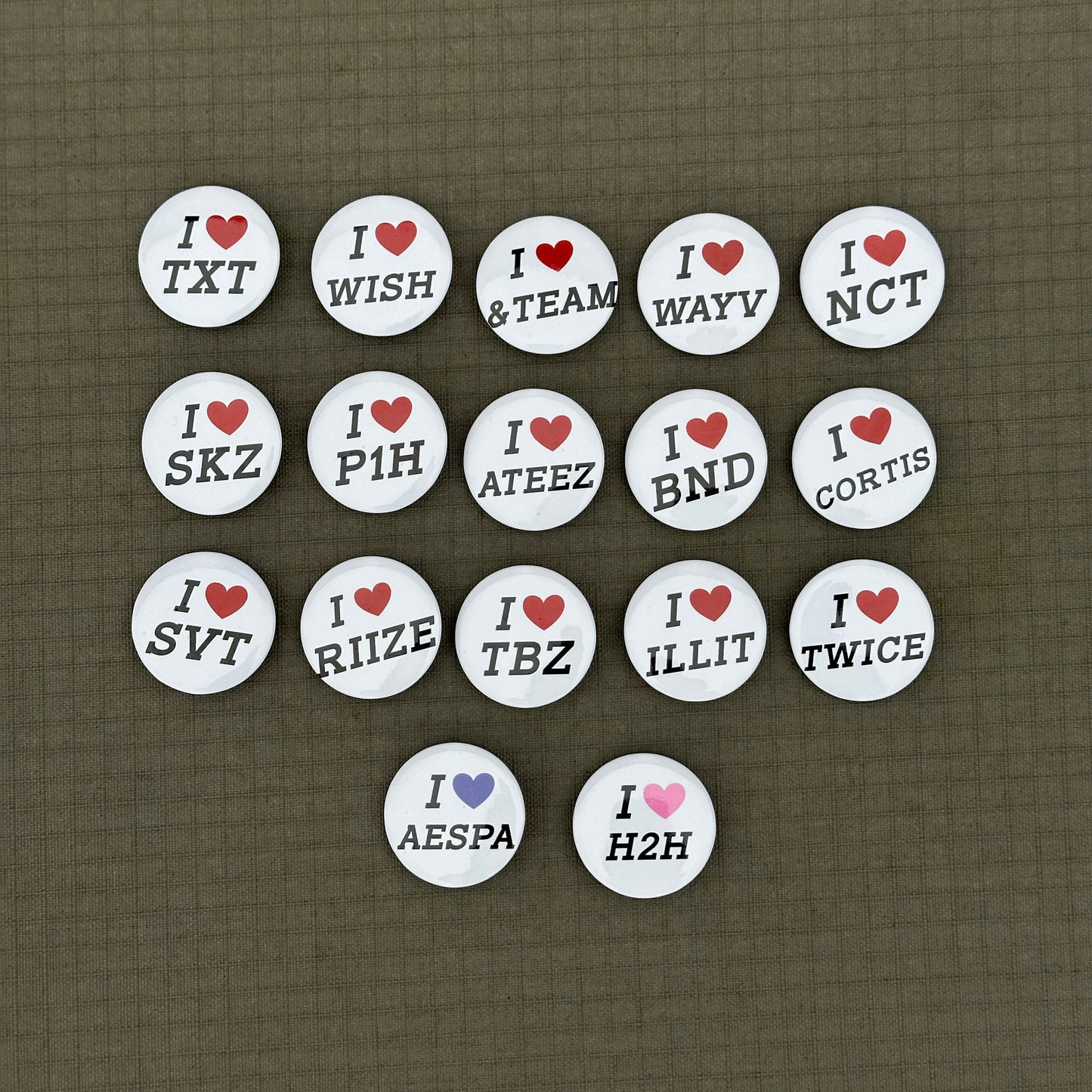 i heart ___ kpop mini badges