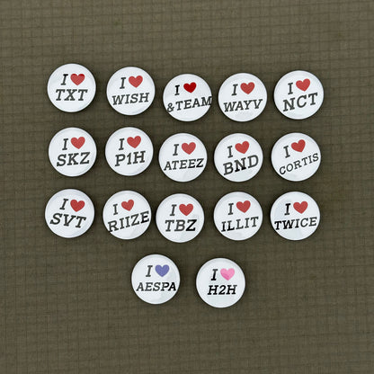 i heart ___ kpop mini badges