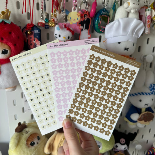 Star alphabet sticker sheet