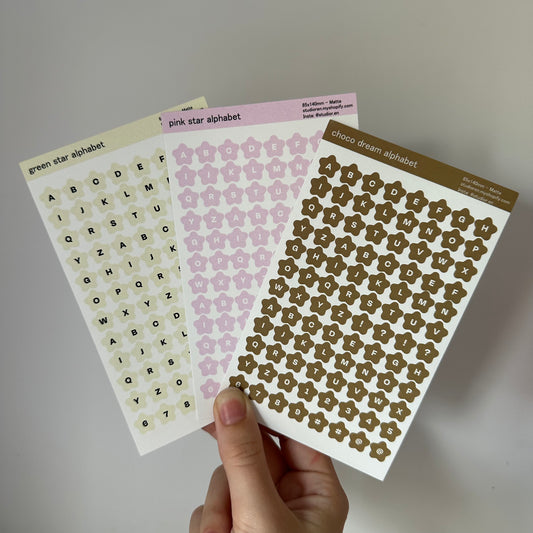 Star alphabet sticker sheet