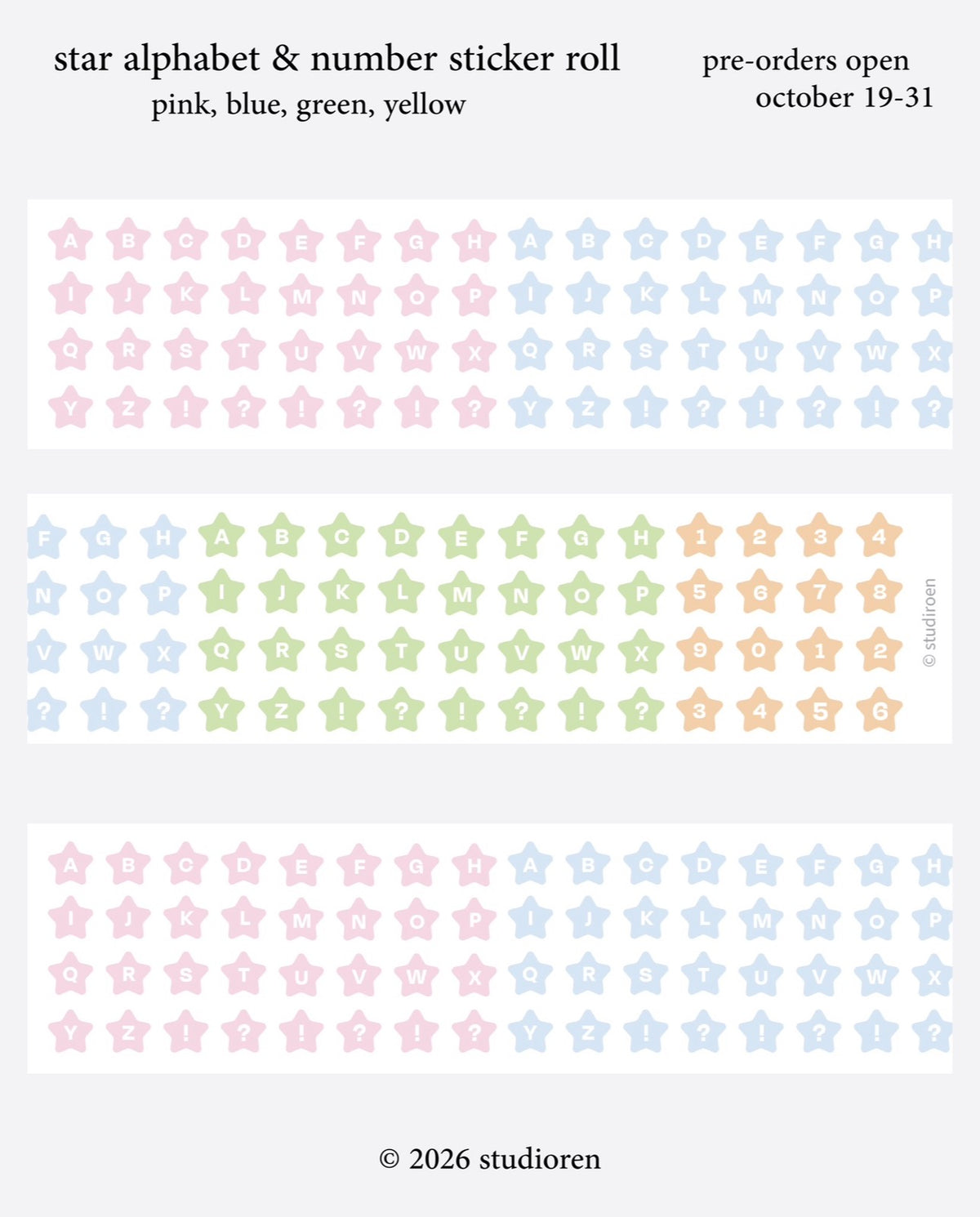 alphabet sticker roll [preorder]