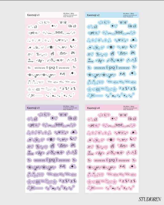 Kaomoji sticker sheets