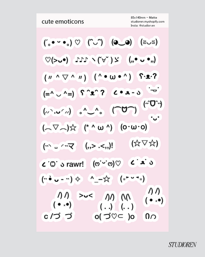 cute emoticons sticker sheet