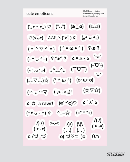 cute emoticons sticker sheet